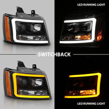 Load image into Gallery viewer, ANZO 07-14 Chevy Tahoe Projector Headlights w/ Plank Style Design Black w/ Amber - Main Product View