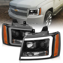 Load image into Gallery viewer, ANZO 07-14 Chevy Tahoe Projector Headlights w/ Plank Style Design Black w/ Amber - Back View