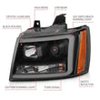 Load image into Gallery viewer, ANZO 07-14 Chevy Tahoe Projector Headlights w/ Plank Style Design Black w/ Amber - Additional View 5