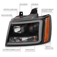 Load image into Gallery viewer, ANZO 07-14 Chevy Tahoe Projector Headlights w/ Plank Style Design Black w/ Amber - Additional View 5