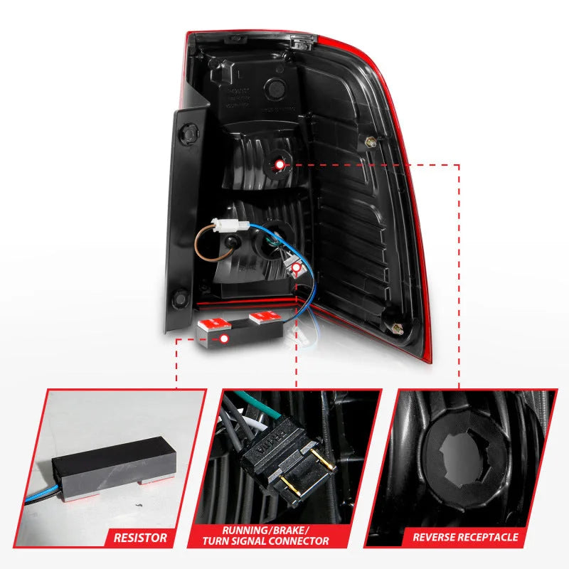 ANZO 07-17 For Expedition LED Taillights w/ Light Bar Chrome Housing Red/Clear Lens - Side View