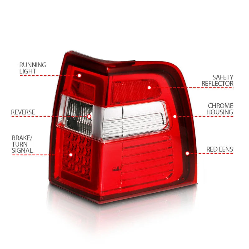 ANZO 07-17 For Expedition LED Taillights w/ Light Bar Chrome Housing Red/Clear Lens - Additional View 7