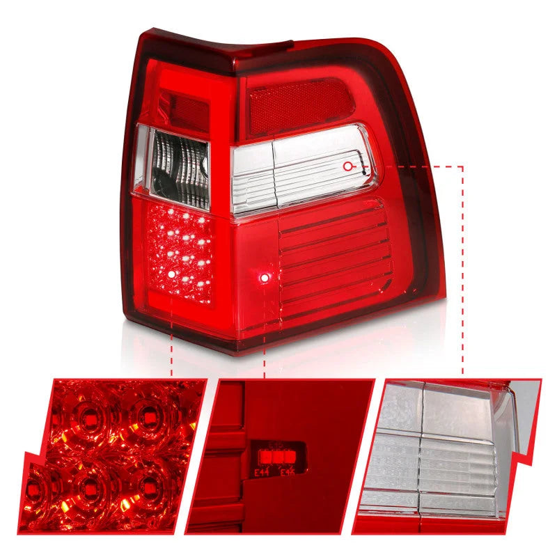 ANZO 07-17 For Expedition LED Taillights w/ Light Bar Chrome Housing Red/Clear Lens - Additional View 8