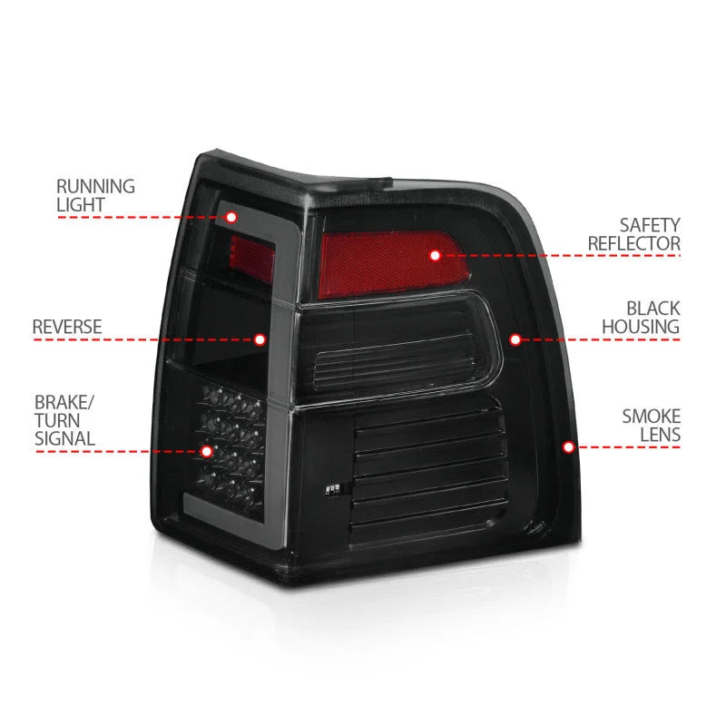 ANZO 07-17 Ford Expedition LED Taillights w/ Light Bar Black Housing Smoke Lens - Additional View 6