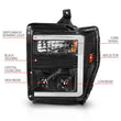 Load image into Gallery viewer, ANZO 08-10 Ford F-250 - F-550 Super Duty Projector Headlights w/ Light Bar Switchback Black Housing - Side View