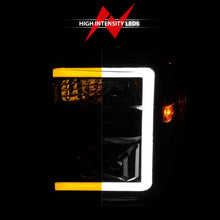 Load image into Gallery viewer, ANZO 08-10 Ford F-250 - F-550 Super Duty Projector Headlights w/ Light Bar Switchback Black Housing - Back View