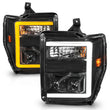 Load image into Gallery viewer, ANZO 08-10 Ford F-250 - F-550 Super Duty Projector Headlights w/ Light Bar Switchback Black Housing - Installation View