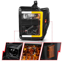 Load image into Gallery viewer, ANZO 08-10 Ford F-250 - F-550 Super Duty Projector Headlights w/ Light Bar Switchback Black Housing - Additional View 7