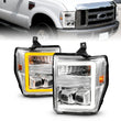 Load image into Gallery viewer, ANZO 08-10 Ford F-250 - F-550 Super Duty Projector Headlights w/ Light Bar Switchback Chrome Housing - Main Product View