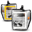 Load image into Gallery viewer, ANZO 08-10 Ford F-250 - F-550 Super Duty Projector Headlights w/ Light Bar Switchback Chrome Housing - Side View