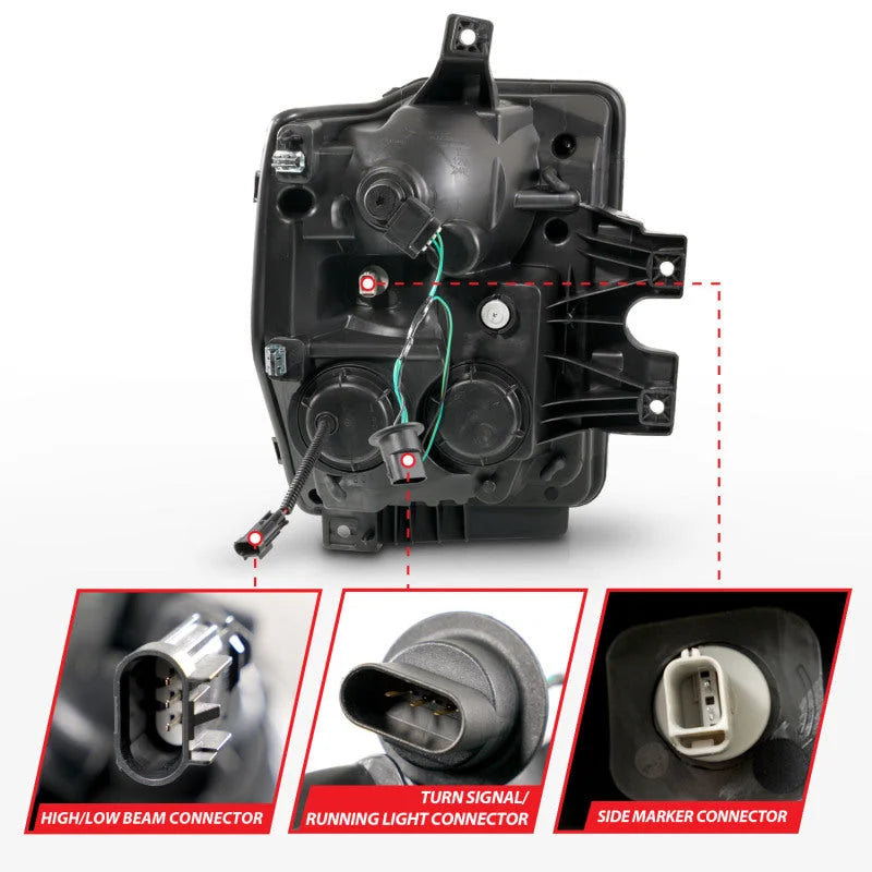 ANZO 08-10 Ford F-250 - F-550 Super Duty Projector Headlights w/ Light Bar Switchback Chrome Housing - Additional View 6