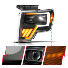 Load image into Gallery viewer, ANZO 09-14 Ford F-150 (Factory Halogen Model ONLY) Full LED Proj Headlights Init/SeqSig Black - Pair - Back View