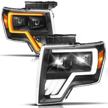 Load image into Gallery viewer, ANZO 09-14 Ford F-150 (Factory Halogen Model ONLY) Full LED Proj Headlights Init/SeqSig Black - Pair - Additional View 6