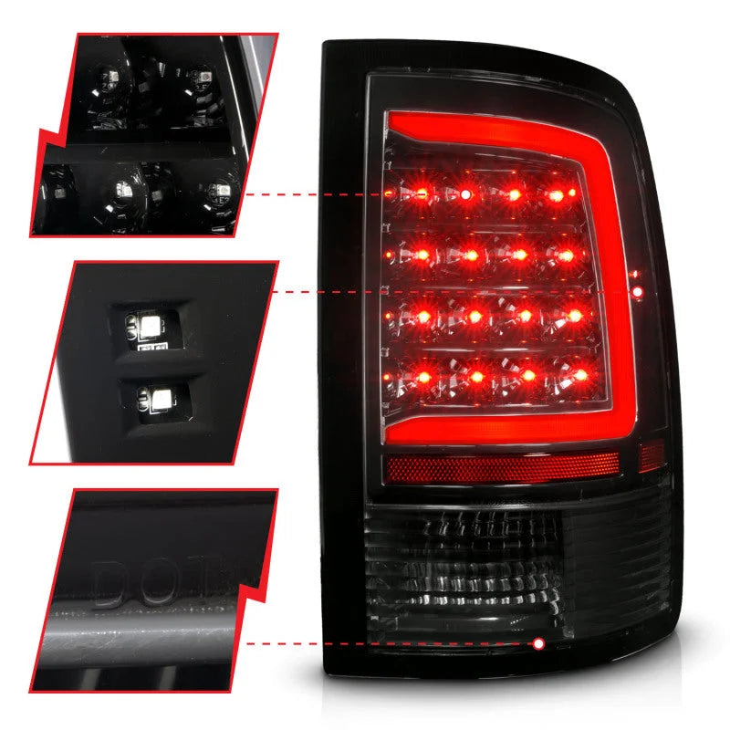 ANZO 09-18 Dodge Ram 1500 Full LED Tailights w/ Sequential Black Housing/Clear Lens - Additional View 6