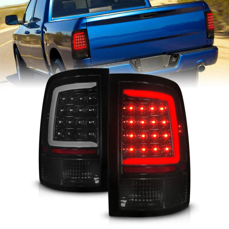 ANZO 09-18 Dodge Ram 1500 Full LED Tailights w/ Sequential Black Housing/Smoke Lens - Main Product View