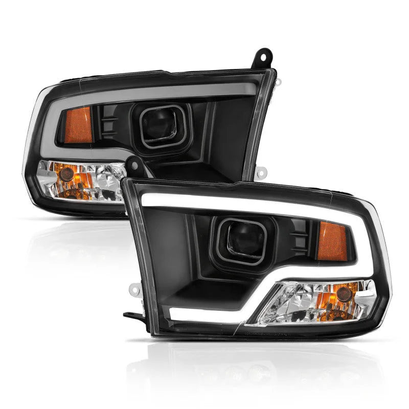 ANZO 09-18 Dodge Ram 1500 Plank Style Projector Headlights Black w/ Halo - Main Product View
