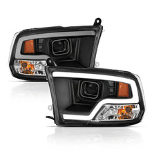 Load image into Gallery viewer, ANZO 09-18 Dodge Ram 1500 Plank Style Projector Headlights Black w/ Halo - Main Product View