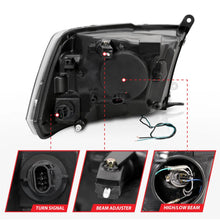 Load image into Gallery viewer, ANZO 09-18 Dodge Ram 1500 Plank Style Projector Headlights Black w/ Halo - Additional View 7