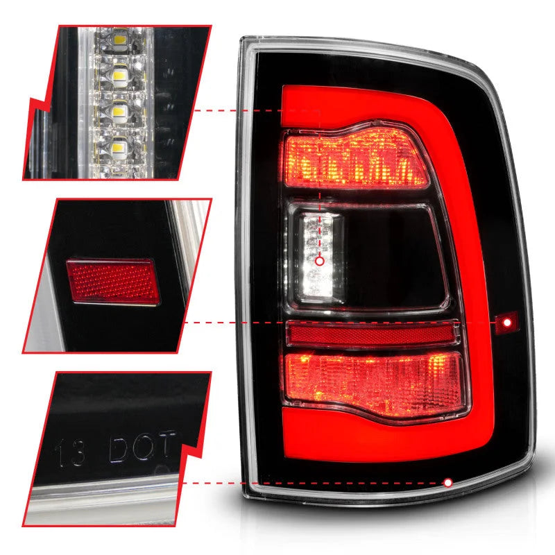 ANZO 09-18 Dodge Ram 1500 Sequential LED Taillights Black - Additional View 7