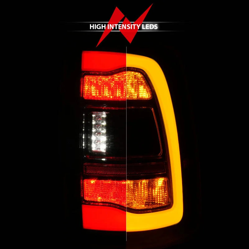 ANZO 09-18 Dodge Ram 1500 Sequential LED Taillights Black w/Switchback Amber Signal - Side View