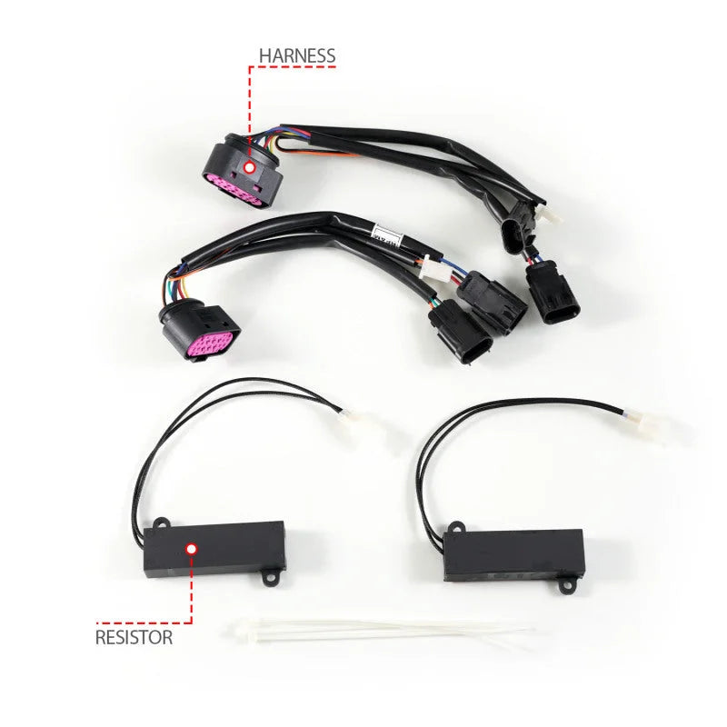 ANZO 09-18 Dodge Ram 1500/2500/3500 Full LED Proj Headlights w/Switchback Light Bar - Black - Back View
