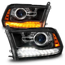 Load image into Gallery viewer, ANZO 09-18 Dodge Ram 1500/2500/3500 LED Plank Style Headlights Switchback + Sequential - Matte Black - Side View