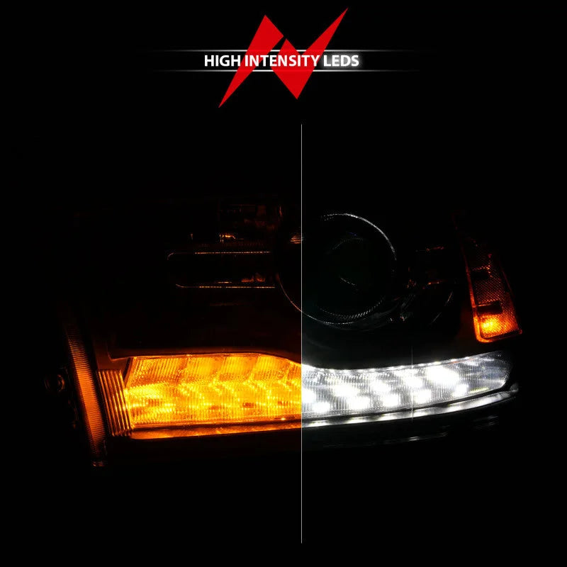 ANZO 09-18 Dodge Ram 1500/2500/3500 LED Plank Style Headlights Switchback + Sequential - Matte Black - Additional View 7
