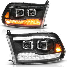 Load image into Gallery viewer, ANZO 09-19 Dodge RAM 1500 / 10-18 2500/3500 LED Proj Headlights SeqSig Black - Pair - Main Product View