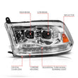 Load image into Gallery viewer, ANZO 09-19 Dodge RAM 1500 / 10-18 2500/3500 LED Proj Headlights SeqSig Chrome - Pair - Side View