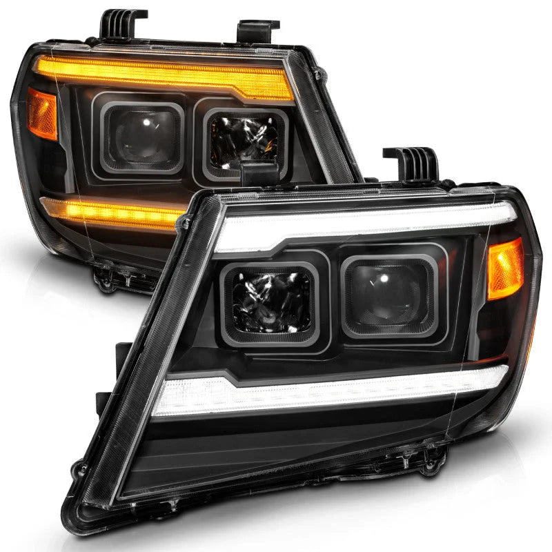 ANZO 09-20 Nissan Frontier Black Projector Plank Style DRL w/ Switchback & Sequential LED DRL - Back View