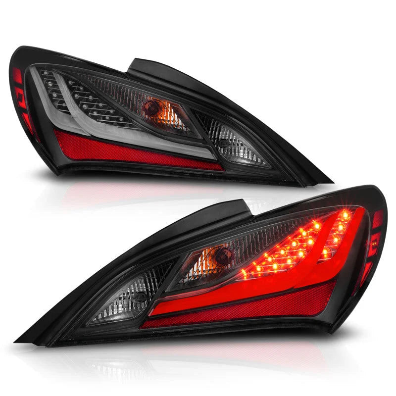 ANZO 10-13 Hyundai Genesis 2DR LED Taillights Smoke - Side View