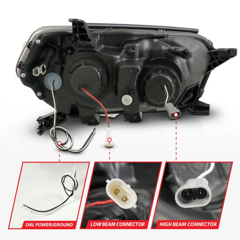 ANZO 10-13 Toyota 4Runner Projector Headlights - Black - Additional View 6