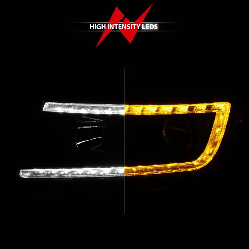 ANZO 11-13 Jeep Grand Cherokee (Factory Halogen Only) Projector Headlights w/Light Bar Swtchbk Black - Additional View 6