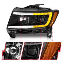 Load image into Gallery viewer, ANZO 11-13 Jeep Grand Cherokee (Factory Halogen Only) Projector Headlights w/Light Bar Swtchbk Black - Additional View 10