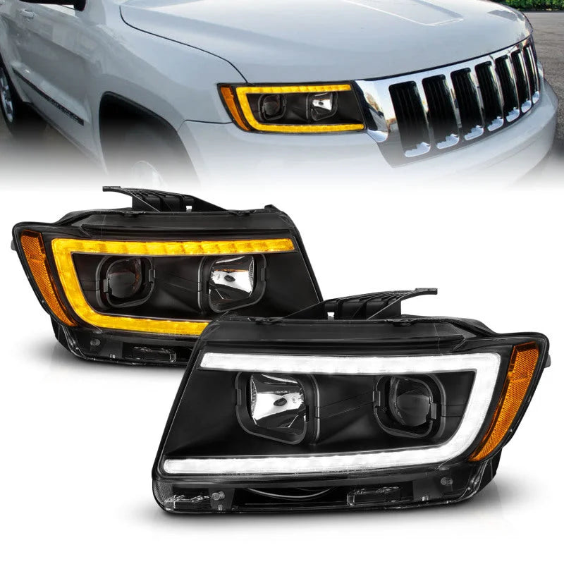 ANZO 11-13 Jeep Grand Cherokee (Factory Halogen Only) Projector Headlights w/Light Bar Swtchbk Black - Additional View 11