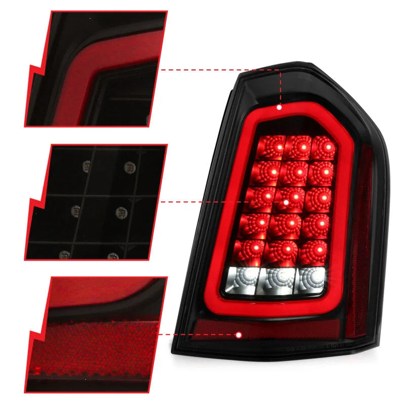 ANZO 11-14 Chrysler 300 LED Taillights Black w/ Sequential - Side View