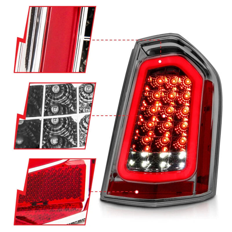 ANZO 11-14 Chrysler 300 LED Taillights Chrome w/ Sequential - Side View
