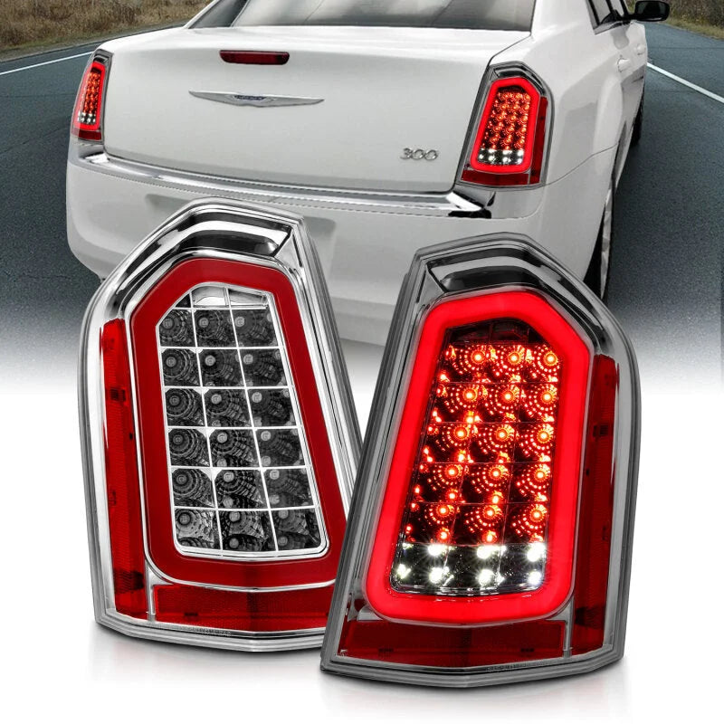 ANZO 11-14 Chrysler 300 LED Taillights Chrome w/ Sequential - Back View