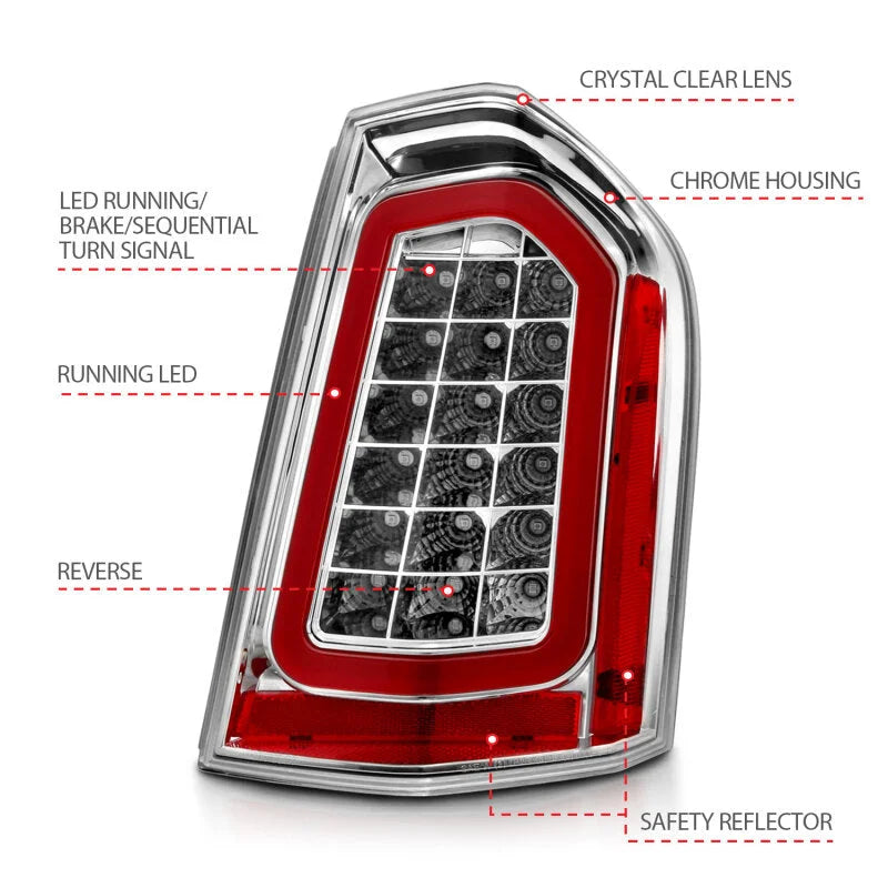 ANZO 11-14 Chrysler 300 LED Taillights Chrome w/ Sequential - Additional View 8