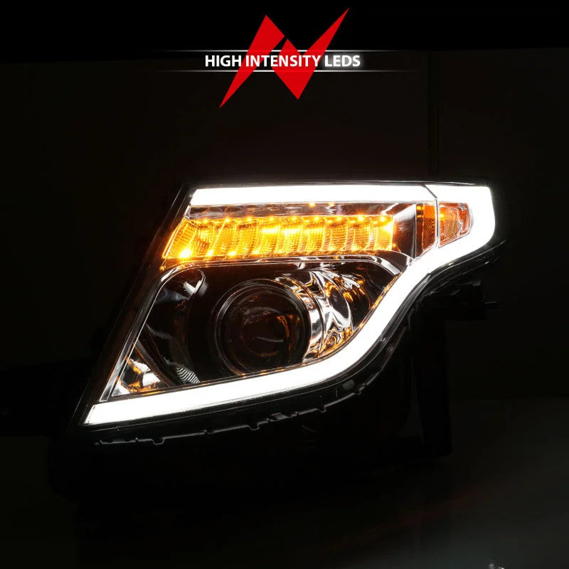 ANZO 11-15 Ford Explorer Projector Headlights w/ Light Bar Chrome Housing w/ Amber light - Additional View 7