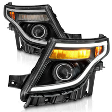 Load image into Gallery viewer, ANZO 11-15 Ford Explorer (w/Factory Halogen HL Only) Projector Headlights w/Light Bar Black Housing - Back View