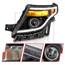 Load image into Gallery viewer, ANZO 11-15 Ford Explorer (w/Factory Halogen HL Only) Projector Headlights w/Light Bar Black Housing - Installation View