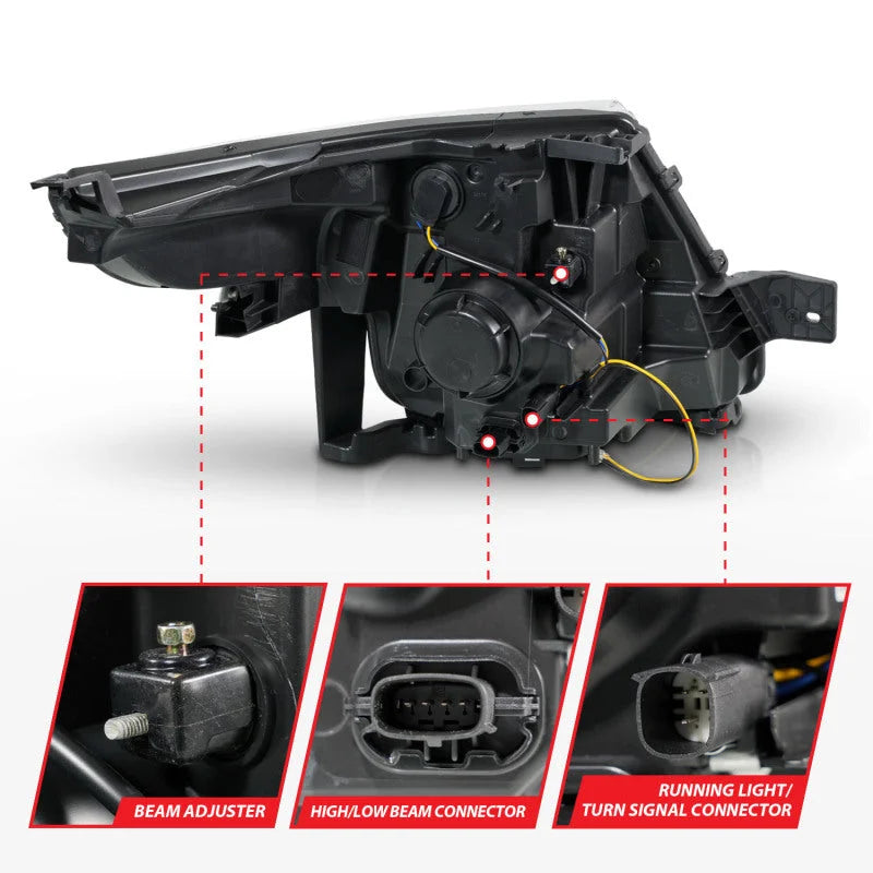 ANZO 11-15 Ford Explorer (w/Factory Halogen HL Only) Projector Headlights w/Light Bar Black Housing - Additional View 6