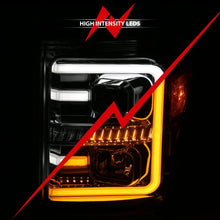 Load image into Gallery viewer, ANZO 11-16 Ford F-250/F-350/F-450 Projector Headlights w/ Plank Style Switchback Chrome w/Amber - Back View