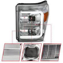 Load image into Gallery viewer, ANZO 11-16 Ford F-250/F-350/F-450 Projector Headlights w/ Plank Style Switchback Chrome w/Amber - Additional View 6