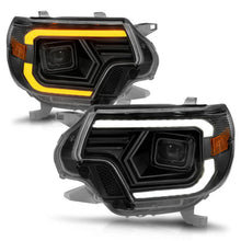 Load image into Gallery viewer, ANZO 12-15 Toyota Tacoma Projector Headlights - w/ Light Bar Switchback Black Housing - Side View