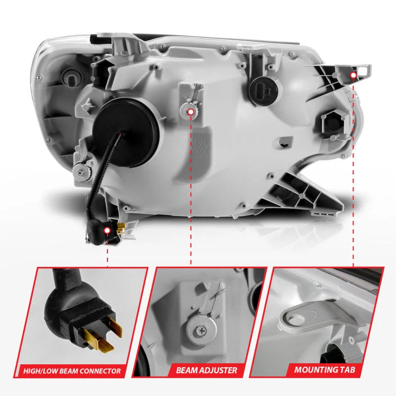 ANZO 12-15 Toyota Tacoma Projector Headlights - w/ Light Bar Switchback Chrome Housing - Additional View 5
