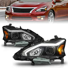 Load image into Gallery viewer, ANZO 13-15 Nissan Altima (w/o Factory HID Bulbs) Projector Headlights - w/ Light Bar Black Housing - Main Product View