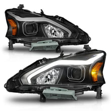 Load image into Gallery viewer, ANZO 13-15 Nissan Altima (w/o Factory HID Bulbs) Projector Headlights - w/ Light Bar Black Housing - Installation View