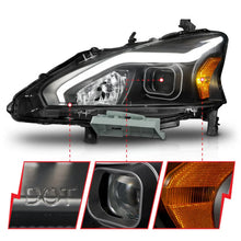 Load image into Gallery viewer, ANZO 13-15 Nissan Altima (w/o Factory HID Bulbs) Projector Headlights - w/ Light Bar Black Housing - Additional View 6